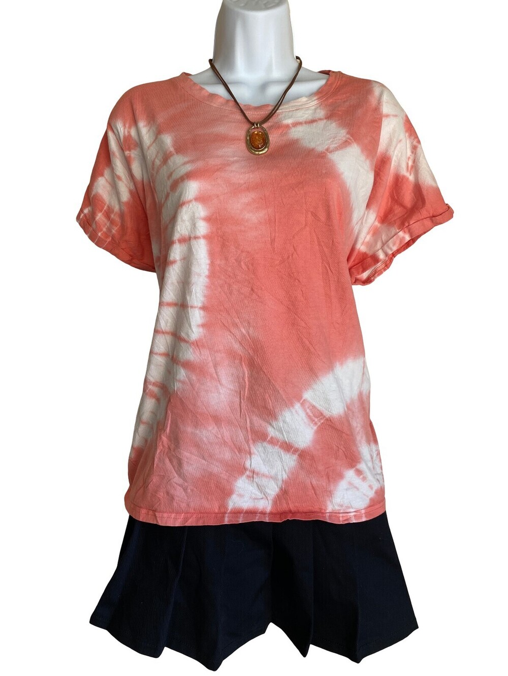 Time and Tru Plus XL Coral Tie Dye Shirt Blouse Artsy Festival Y2K Style